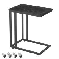 Mesa auxiliar moderna con ruedas y pies ajustables, ideal para dormitorio, fácil de montar, marco de acero, en blanco crema o negro ébano - details 20