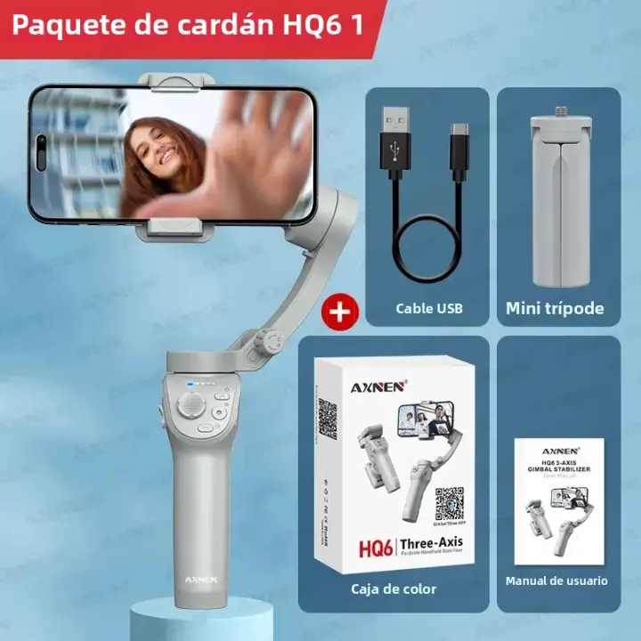 Stabilizador Gimbal De 3 Ejes HQ6 Para Teléfono Móvil Con Luz De Iluminación De Relleno Rastreo De Cara Y Anti Desbaste Para Android iPhone Grabación De Vídeo - 1