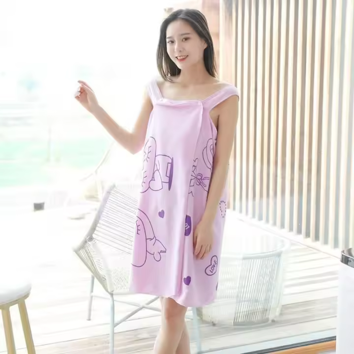 Toalla De Baño Rápida Para Mujer Y Dama Vestido De Playa Spa Nocturno Textil Doméstico Absorción Rápida Microfibra - 1