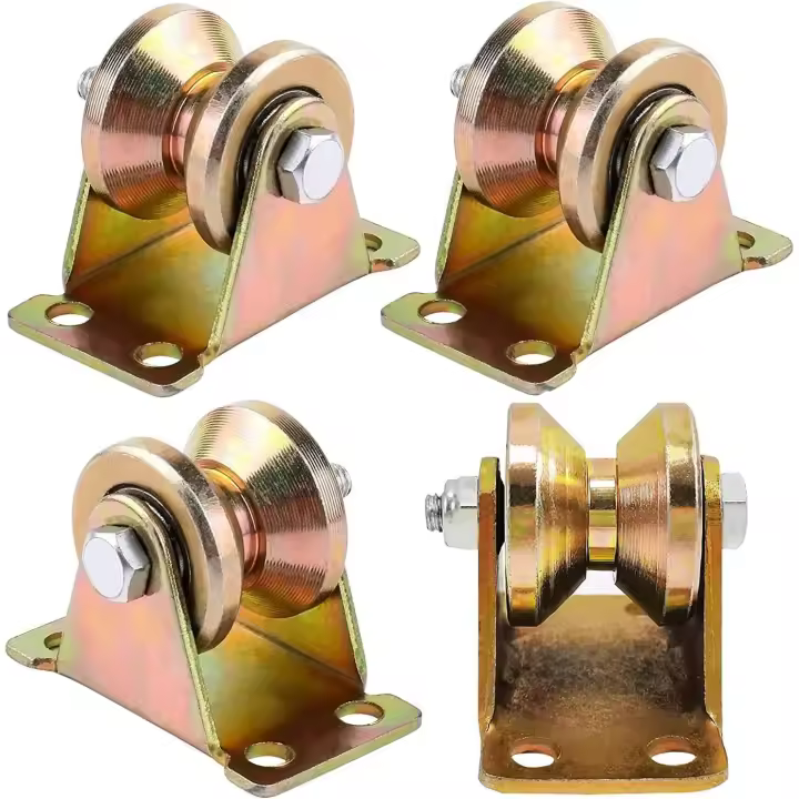 Rueda de polea de ranura en V de 4 piezas, bloque de polea pequeño de 5mm con soporte, capacidad de carga 440 lbs/200kg - 1