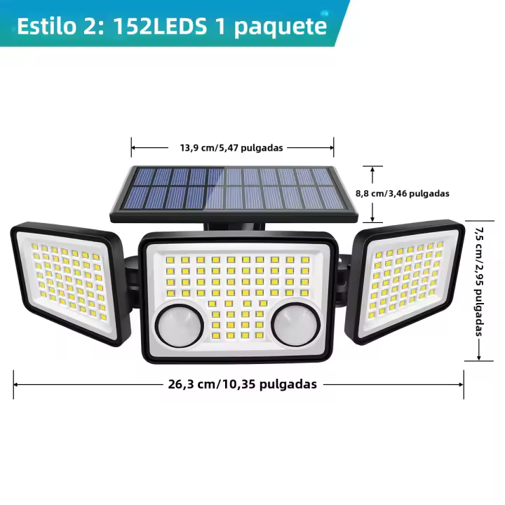 Luces Solares Al Aire Libre Con Sensor De Movimiento IP65 Impermeables 152/236 LED Super Brillantes Con 2 Sensores Luces De Inundación Solar Para Exterior - 1