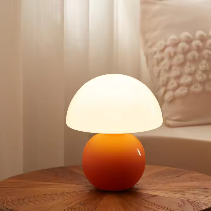 Lámpara pequeña con forma de Hongo, ideal para Mesita de Noche or Dormitory, decoración estética para Sala de estar, GIFT para Niña (Naranja). - 1
