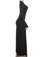 Vestido Maxi De Plisado Con Lentejuelas Sisterlinda Elegante Y Elegante Para Mujer Con Mangas Largas Cuello Redondo Ajustado Largo Para Noche Y Moda Casual - details 2