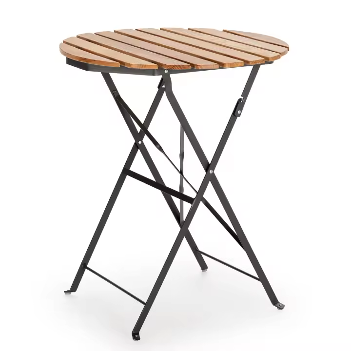 VS Venta-Stock Mesa de Jardín Plegable Ambar de Madera y Metal Negro - 1