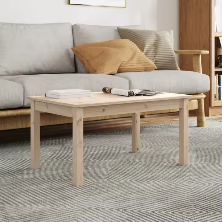 vidaXL Mesa de centro de madera maciza de pino 80x50x40 cm - 1