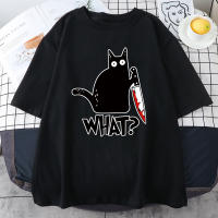 Camiseta De Algodón Para Hombre Killer Black Cat Con Impresión Creativa Y Humor Corta Manga Oversized Vintage Para Todo El Año - details 5