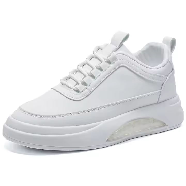 Zapatillas De Cuero PU Para Hombre Zapatillas Blancas De Moda Zapatillas De Patinaje Con Suela Plana Y Plataforma Para Aumentar La Altura - 1