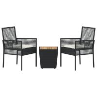 Conjunto de Bistro de Jardín de 3 Piezas vidaXL con Cojines Ratan de Polipropileno Negro - details 4