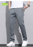 Pantalones Casuales Para Hombre Lyocell Fibra Verano Malla Suave Transpirable Elástica Slim Straight Negro Gris Talla Media - details 9