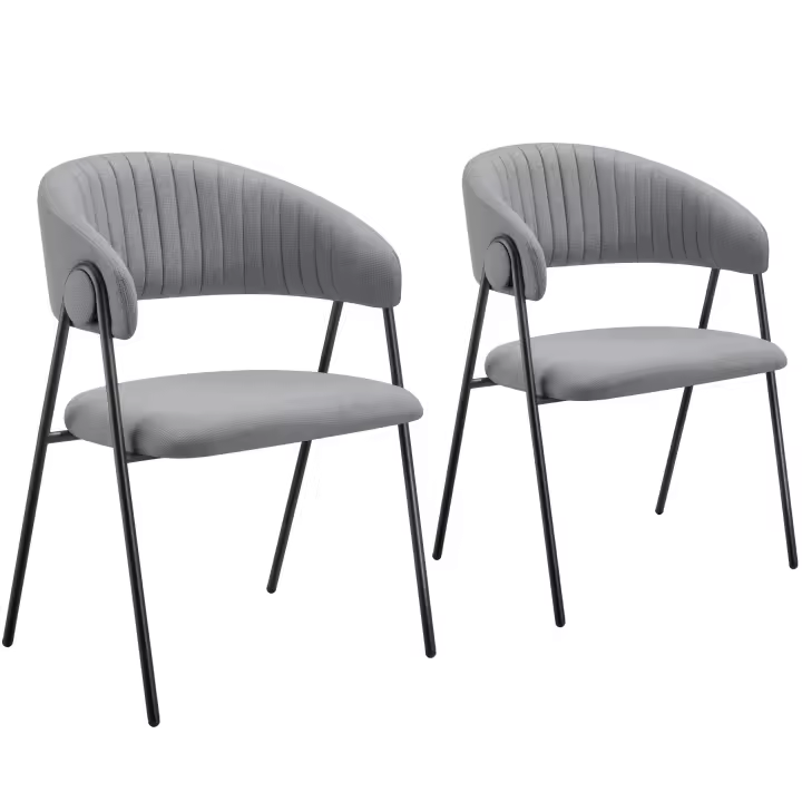 Tectake - Juego de sillas de comedor BEDANO 60 x 58 x 85 cm, De tejido y acolchado, Respaldo continuo, Forma en C, Patas de acero, Asiento ergonómico, Set de sillas para salón, comedor o cocina, Montaje rápido, Soporta hasta 150 kg - 1