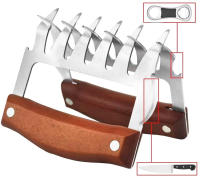 LMETJMA Pinzas De Oso De Acero Inoxidable Con Mango De Madera Y Abrebotellas Para BBQ Herramientas De Cocina Resistentes Al Calor Fáciles De Limpia KC0423 - details 3