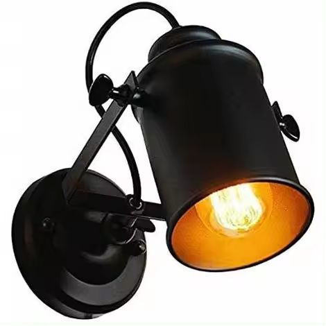 Lámpara de techo con foco industrial retro, lámpara de pared para interiores, estilo loft industrial retro, base E27 para bares, restaurantes y cafeterías - 1