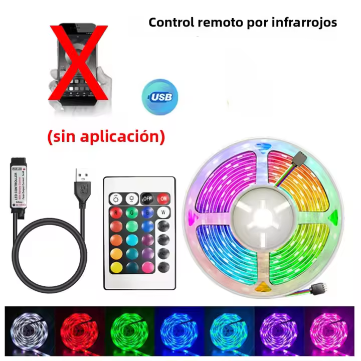 Tira De Luces LED RGB 5050 Controlable Por APP Con Remote 5V USB Para Decoración De Habitaciones Luz De Fondo Para TV Diode Flexible - 1