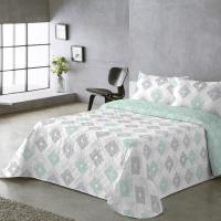 Moda Textil Colcha Bouti Primavera Verano Reversible Color Aqua Mod.Rombos Cama 90 ,105,135 y 150  Ligeras y Suaves Incluye fundas de cojín - details 0