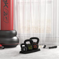 SPORTNOW Pesas Rusas de 2,2kg 4,5kg 6,8kg Kettlebell de Fitness Relleno de Arena con Mango Ancho Antideslizante para Ejercicios y Entrenamiento en Casa y Gimnasio Negro - details 1