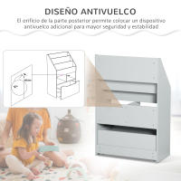 HOMCOM Estantería Infantil de Madera con 3 Compartimentos 2 Cubos y Cajón Móvil con 4 Ruedas Librería Infantil para Habitación de Niños Sala de Juegos 60x29,9x90 cm - details 5