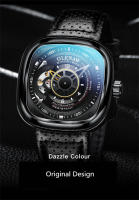 Reloj De Pulsera Para Hombre GLENAW Lujo Diseño De Esqueleto Resistente Al Agua Con Correa De Cuero Acero Inoxidable Movimiento Automático Reloj Hombre - details 2