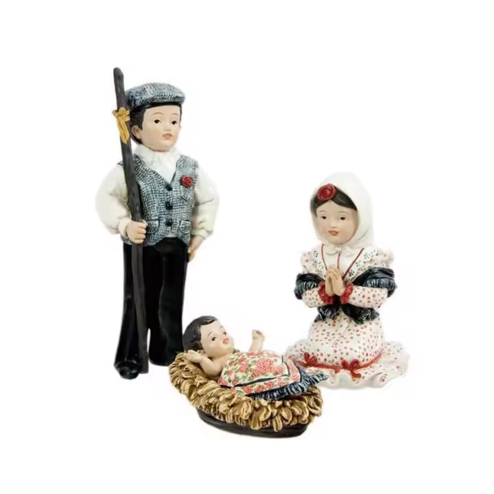 Nacimiento Misterio Belén Regional Madrileño 3 piezas 15 cm. figura Navidad Niño Jesús Asturias - 1