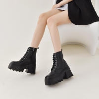 SP Botas Martin de Tacón Grueso y Suela Gruesa de gran tamaño con Remaches de tendencia de otoño E Invierno, BOTAS Cortas con Cremallera lateral y Cordones traseros. - details 1