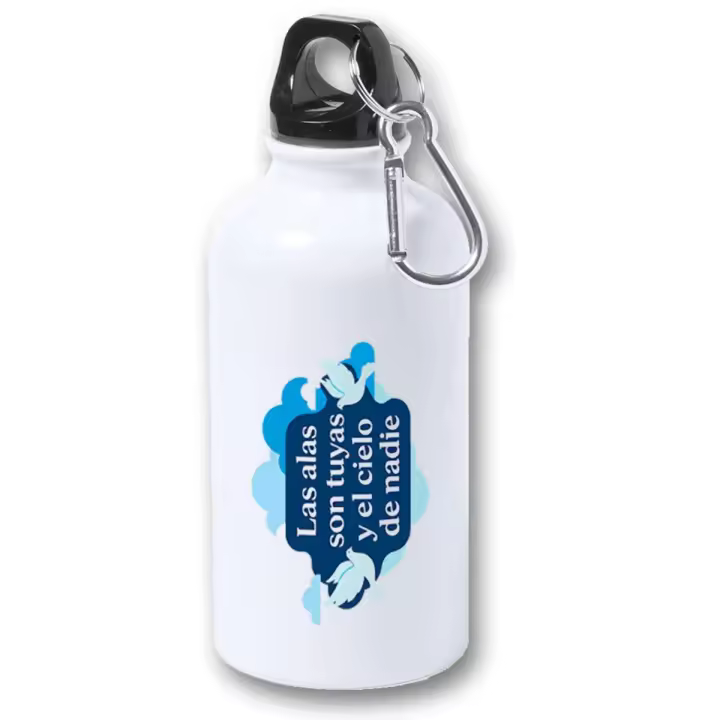 MERCHANDMANIA Bidón 400ml metálico frase motivadora inspiracion cielo alas sueños para viaje y deporte - 1