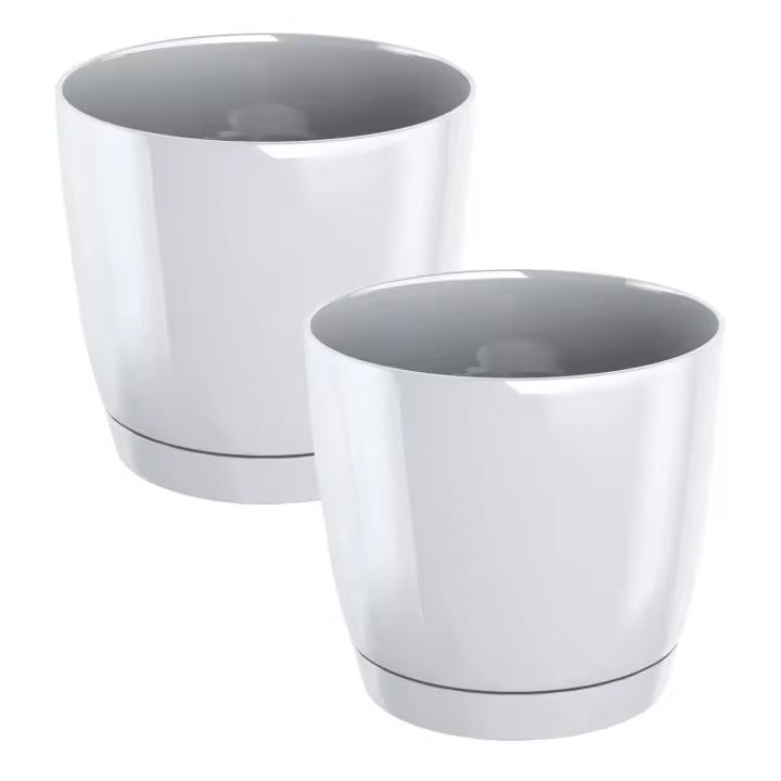 Maceta Redonda Wellhome de Plástico Blanco Coubi Round P 13.5x13.5x12.4cm - 1