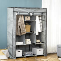 HOMCOM Armario de Tela Plegable Armario Portátil con 8 Estantes de Almacenaje y 2 Barras para Colgar Organizador de Ropa para Dormitorio Vestidor 125x43x162,5 cm - details 1