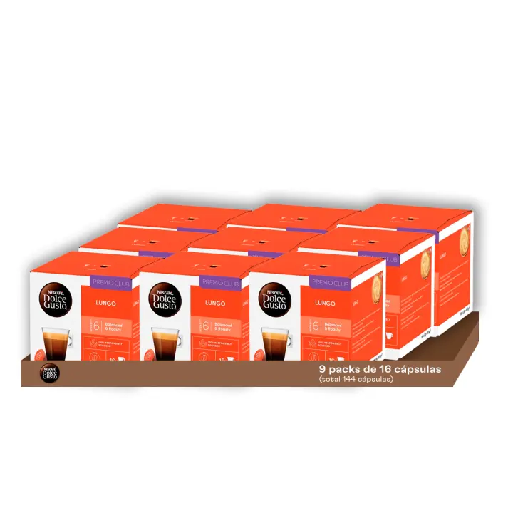Dolce Gusto - Pack Especial Lungo (144 Unidades)  Un Café Largo y Elegante que Combina Complejidad y Suavidad, con Notas Tostadas y un Toque de Grosella Negra, Refinado para los Paladares más Exigentes - 1