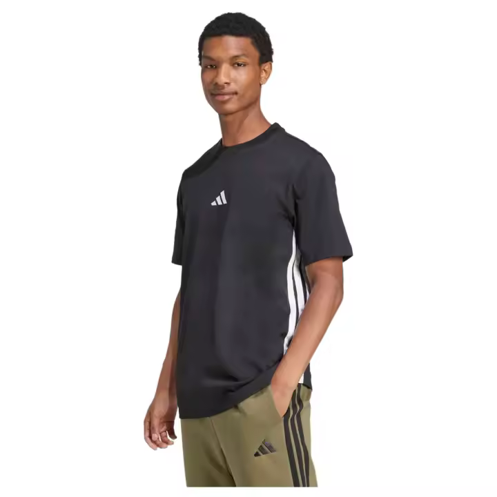Camiseta de Manga Corta Adidas 3 Stripes para hombre en color negro - 1