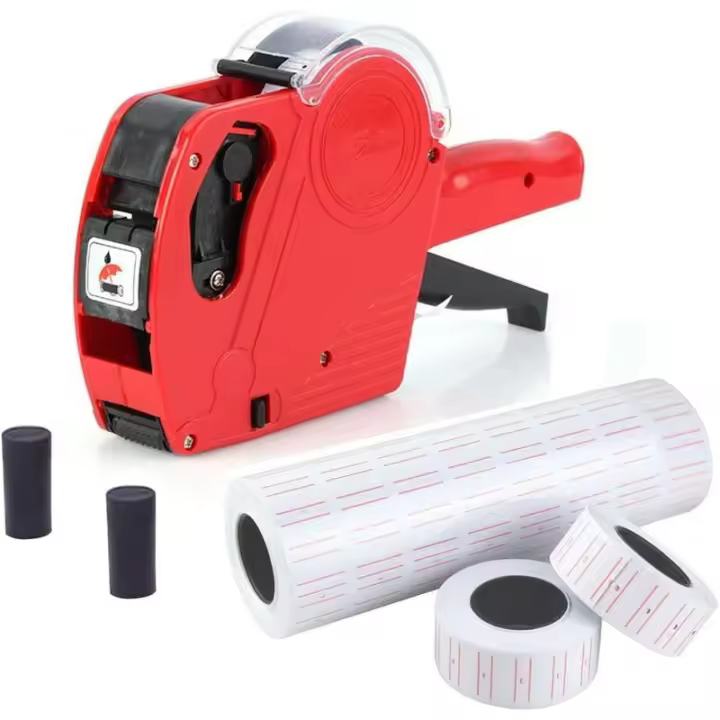 Kit de pistola etiquetadora con 1 alicates para etiquetas de 8 caracteres, 500 piezas y 2 cartuchos de tinta - 1