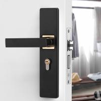 Cerradura De Puerta Con Manija Negra Para Dormitorio Y Baño Duradera Antirrobo Con 3 Llaves Seguridad Y Comodidad En El Uso - details 0