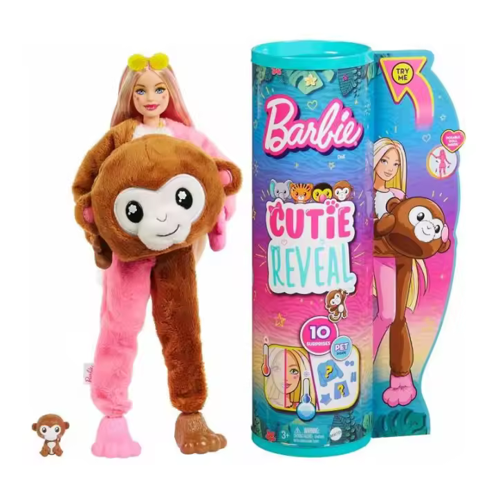 Mattel Barbie Cutie Reveal Serie Amigos de la Jungla - Muñeca Oculta Bajo Disfraz - 1