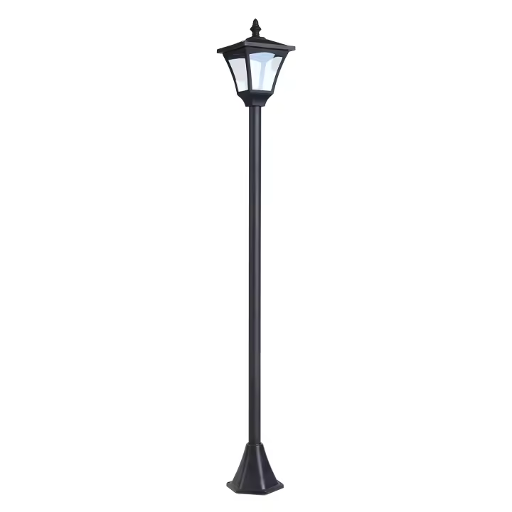 Outsunny Farol Solar de Jardín IP44 Lámpara de Pie con Luces Inteligentes LED para Exteriores Patio Terraza 15x15x120 cm Negro - 1