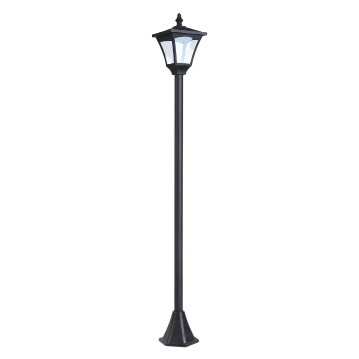 Outsunny Farol Solar de Jardín IP44 Lámpara de Pie con Luces Inteligentes LED para Exteriores Patio Terraza 15x15x120 cm Negro - 1