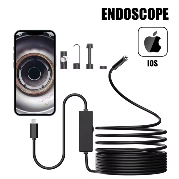 Cámara De Inspección WDLUCKY 8MM 1080P Mini Cámara Para IOS iPhone Impermeable Borescope De Tubería Hard Wire - 1