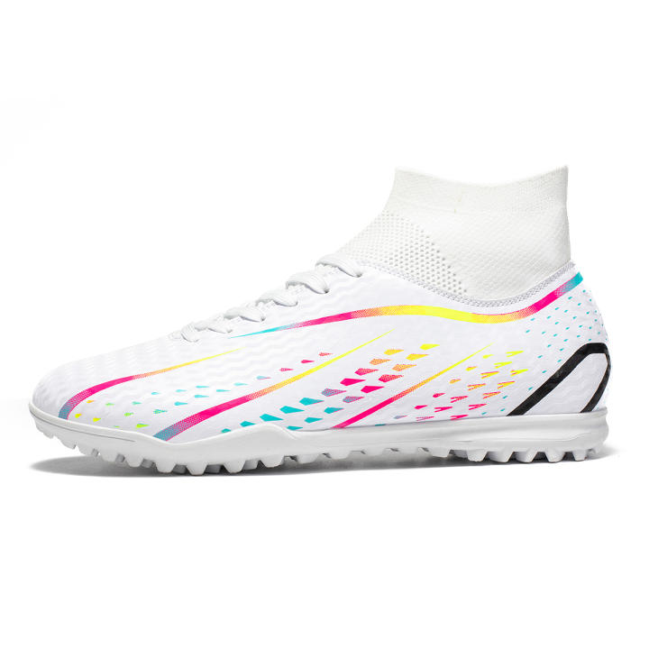 Lightweight Unisex Soccer Sneakers PU Woven Upper Rubber TF Studs Anti-Slip Wear-Resistant Men Training Shoes