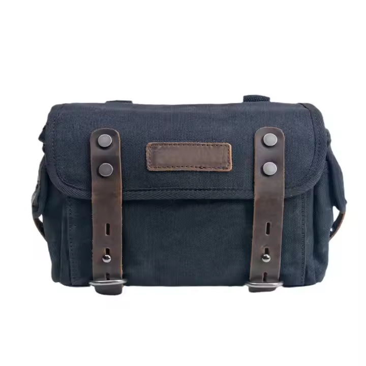 Bolsas De Sillín Para Motocicleta Negras Impermeables De Lona Con Cera De Aceite Bolsas Laterales Para Motocicleta Equipaje De Herramientas - 1