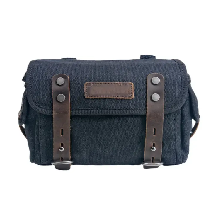 Bolsas De Sillín Para Motocicleta Negras Impermeables De Lona Con Cera De Aceite Bolsas Laterales Para Motocicleta Equipaje De Herramientas - 1