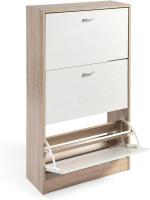 Mueble Zapatero Madera | 3 Puertas Oscilobatientes | 6 Baldas para 28 Zapatos | Diseño Minimalista | Zapatero Entrada (Taupe/Blanco) - details 0