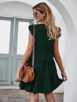 Vestido Mini Elegante Para Mujer Con Volantes Estilo Harajuku Casual Sin Mangas Cuello Redondo A-Line Vintage Para Playa Y Fiestas - details 3