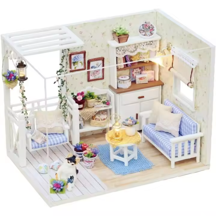 Maqueta puzzle House Room Mod3013 Puzzle Juguetes Puzzles 3D Hecho a Mano Miniatura Casa,Realistic Mini 3D Wooden House Room Juguete Hecho a Mano con Muebles Luces LED Navidad Cumpleaños Regalo de Boda - 1