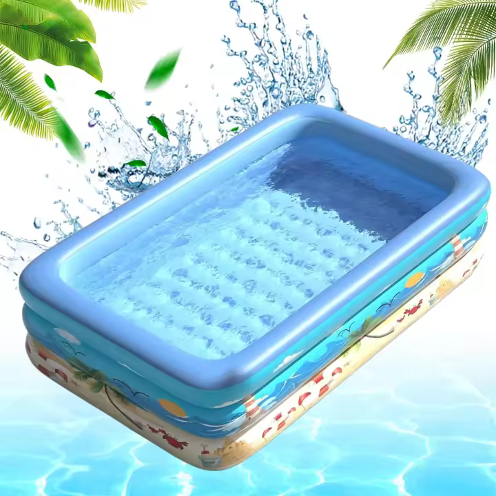 Piscina Familiar Hinchable Rectangular, Piscina de Agua para Niños, para Adultos, Familias, Parque Acuatico, 120 * 75 * 35 cm - 1