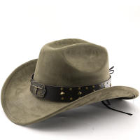 Sombrero De Vaquero Occidental Imitación De Cuero Genuino Con Sombrilla Protección Solar Estilo Étnico De Jazz Grande Sombrilla - details 0