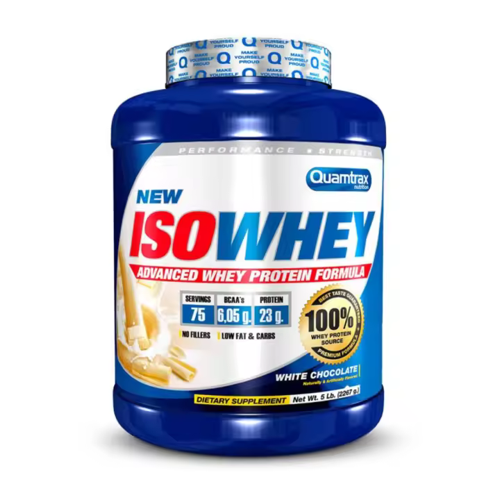 Quamtrax Nutrition - Iso Whey - Proteínas de Suero de Leche Aislado - con sabor a Chocolate Blanco 2.27kg - 1