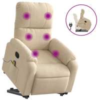 vidaXL Sillón reclinable de masaje elevable tela microfibra Gris claro, Gris oscuro, Negro Sillon Dormitorio Sillon Comodos Silla Relax Sillón Sofá - details 1