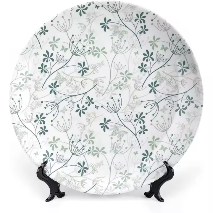 Plato decorativo de 8 pulgadas, cerámica floral, pancarta de oferta de verano, adorno con impresión artística para cenas elegantes, eventos exclusivos, cenas, bodas, catering, Navidad y Acción de Gracias. - 1