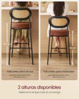 Conjunto de 2 Taburetes de Bar Altos en Ratán Bohemio - con Respaldo Curvado, 48.2x45.7x104.7 cm, Marrón Caramelo o Negro Tinta - details 2