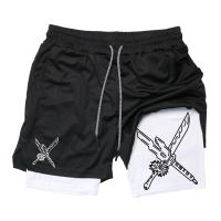 Shorts De Entrenamiento Para Hombre Con Bolsillo Para Teléfono Y Anillo De Toalla 2 En 1 Running Performance Compresión Activewear Deportivo - details 7