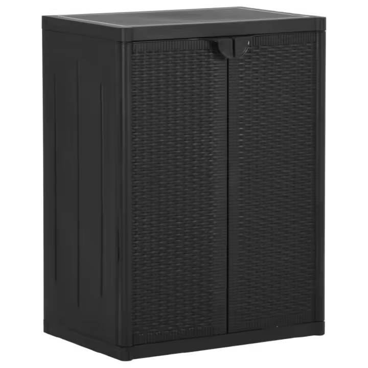 vidaXL ARMARIO DE ALMACENAJE DE JARDÍN PP RATÁN NEGRO 65X45X88 CM - 1