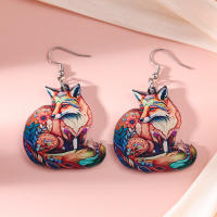 Pendientes Colgantes De Acrílico Para Mujer Con Diseño De Zorro Arcoíris Flor Y Pájaros Moda Joyería Larga Para Niñas Y Adolescentes - details 6