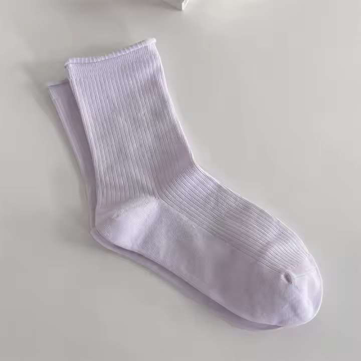 Calcetines Mujer Veraniegos Brechos Transpirables Colores Caramelo Casual Basic Crew Suaves Talla Ajustable Para Primavera Y Verano - 1